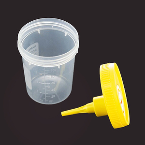 Vaso de plástico desechable estéril para muestras de orina de 100 ml con tapa para la recolección de muestras médicas - Product Image 1