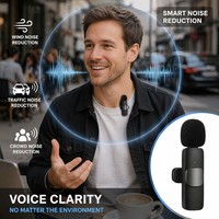 Microphone Lavalier Sans Fil Omnidirectionnel Professionnel K9 Plug & Play avec Réduction du Bruit pour iPhone Android YouTube