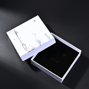 Chinese Style Ink Painting Jewelry Box Rectangular Paper Packaging For <b>Earrings</b> Pendant Bracelet 72x72mm 87x87mm - Product Image 3