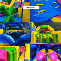 Parc d'attractions gonflable commercial géant pour enfants et adultes, avec château gonflable, toboggan et parcours d'obstacles