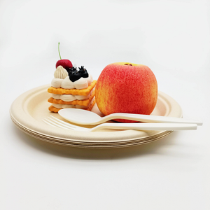 Assiettes jetables en bagasse de canne à sucre de 8 pouces en gros, boîte à lunch compostable, vaisselle écologique pour fêtes et camping - Product Image 3