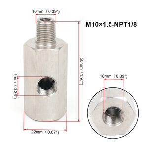 อะแดปเตอร์เซ็นเซอร์แรงดันน้ำมันสแตนเลส M10x1.5 NTP1/8สำหรับการดัดแปลงยานยนต์ - Product Image 3