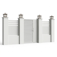 Puerta Automática Rústica de Aluminio de 2 Paneles, Puerta de Entrada Eléctrica para Patio de Villa, Recubrimiento en Polvo Ecológico y Duradero