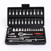 Kit d'assurance auto 46 pièces ménage 1/4 pouces outil matériel combinaison costume étui voiture moto clé à douille fabriqué CR-V