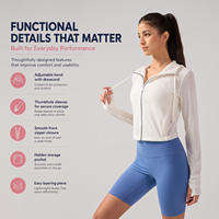 Haut de sport pour femme haut de gamme, double couche, léger, en maille, UPF50+, séchage rapide, respirant, coupe courte, pour la course et le yoga