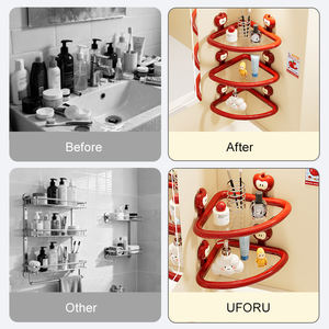 Étagère de rangement <span class=keywords><strong>murale</strong></span> en plastique transparent UFORU avec design pomme, organisateur de toilettes et rangement mural - Product Image 4