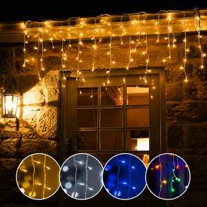 Cortina de <span class=keywords><strong>Luces</strong></span> LED con Forma de Carámbanos, 8 Funciones de Iluminación, <span class=keywords><strong>Cascada</strong></span> Intermitente, Decoración para Bodas, <span class=keywords><strong>Navidad</strong></span>, Hoteles, Exteriores, Control Remoto, IP44 - Product Image 4