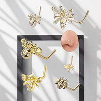 Bijoux de nez indiens pour femmes 20G L Bend Bee Nose Stud Ring Fashion Body Jewelry for Nose Piercing New Trendy Design