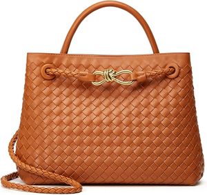 Custom PU Leather Hand woven Designer Tote Bag Retro All-match <b>Large</b> Capacity Commuting Crossbody Single shoulder Handbag - Product Image 1