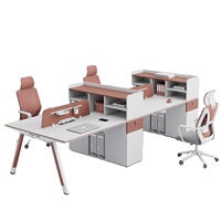 Bureau d'ordinateur moderne pour employés avec écran de confidentialité intégré |   Bureau modulaire pour 2, 4 ou 6 personnes, bureau d'entreprise à plan ouvert