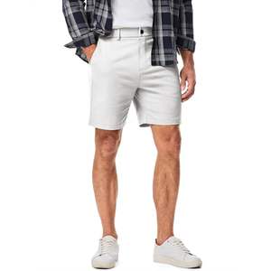2025 pantalones cortos informales de sarga de algodón 100% para hombre, talla XS, cintura elástica, cierre de cordón, tejido, logotipo en blanco oscuro - Product Image 1