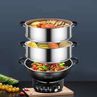 Poêles électriques antiadhésives en nid d'abeille personnalisées, casserole, marmite, poêle à frire multifonctionnelle, cuiseur électrique avec cuiseur vapeur