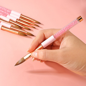 Pinceau à ongles en acrylique 100% Sable Kolinsky avec manche rose diamanté personnalisé, pour poudre 3D, peinture, extension, manucure, salon, nail art - Product Image 4