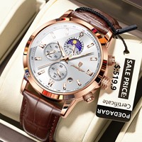 Reloj Deportivo de Lujo POEDAGAR 882 para Hombre, Resistente al Agua, Luminoso, con Fecha, Cronógrafo, Reloj de Pulsera de Cuero, Reloj de Cuarzo para Hombre