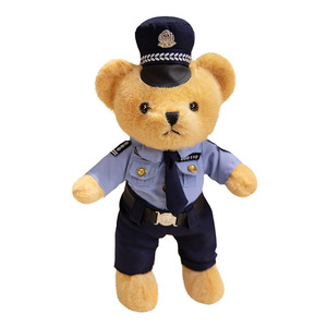 Oso de Peluche de Policía de Dibujos Animados, Muñeco de Peluche para Niños, Llavero de Peluche con Imagen de Oso <span class=keywords><strong>Bombero</strong></span> y Policía de Tráfico, Regalo Perfecto para Niños - Product Image 1