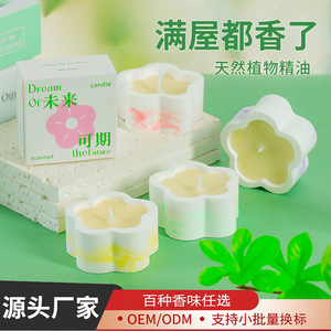 Northern Mu Petal Shaped Scented <b>Candle</b> Soy Wax Hand Casting Home Fragrance Decorative Gift - Product Image 4