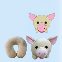 2-en-1 Adorable oreiller en forme de U microperle convertit l'oreiller en peluche cochon microperle