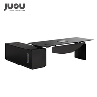 Bureau de direction moderne en bois de luxe en forme de L, table de bureau de direction, table de patron, table de bureau électrique réglable
