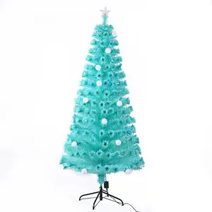 Tall Folding Fibre Optic Decorative Pineneedle Christmas Tree With Falling Snow