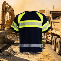 T-shirt de travail extérieur personnalisé JIADE Construction&Site pour hommes, en charbon de bambou, haute visibilité, anti-humidité et anti-UV