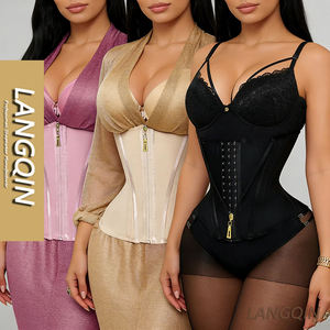 LANGQIN Corset amincissant haute compression en polyamide respirant avec fermeture éclair pour femme - Product Image 1