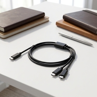 Kabel Pengisian Cepat USB 2.0 Tipe-C 2-in-1 Tipe-Y dengan Konduktor Tembaga Murni dan Selubung Nilon untuk Komputer & Printer