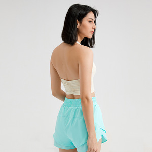 Wholesale Women's Halter Ruched Back Yoga Tank <b>Top</b> Square Neck Padded <b>Backless</b> Sports Crop <b>Top</b> Slim Fit Breathable Activewear - Product Image 4