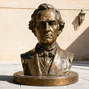 Бронзовая статуя-бюст в полный рост на заказ для украшения церковного мемориального зала, цвет металлик - Product Image 1