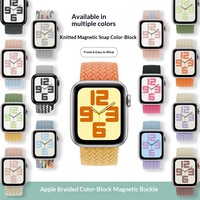 Bracelet de montre en nylon tressé perforé color-block respirant avec fermoir magnétique pour iPhone IWatch S10 Ultra S11 42mm/46mm