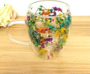 Low Moq Handmade High Borosilicate <b>Double</b> <b>Wall</b> Glass <b>Mug</b> Cup with Dry Flower - Product Image 4