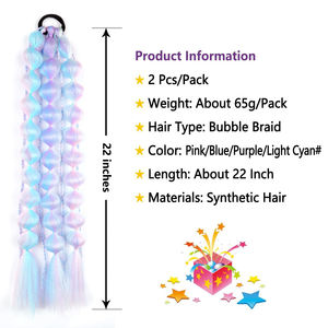 ผมปลอมแบบหางม้า 2 ชิ้น ขนาด 22 นิ้ว น้ำหนักเบา ผสมเส้นใย 4 เส้น ถักเปียหลากสี พร้อมยางรัดผม สำหรับ<span class=keywords><strong>วัน</strong></span>ผมสุดเก๋ - Product Image 2