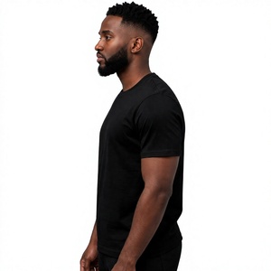 Men Polyester/Cotton Jersey T-Shirt O-Neck Short Sleeve 180g Eco-Friendly Blank Tee Breathable Quick Dry Casual Wear Front Logo - Product Image 3