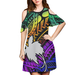 パプアニューギニアビーチドレス女性用バードオブパラダイス柄オフショルダープロムドレス夏プラスサイズカジュアルドレス - Product Image 5