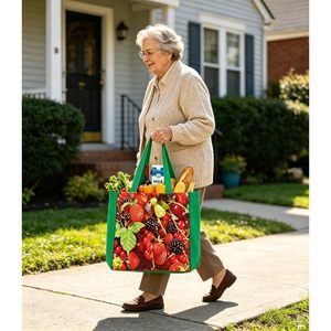 <b>Extra</b> <b>Large</b> Reusable Canvas Grocery Bag Heavy Duty Foldable 6 Pockets Multi Compartment Tote For Shopping - Product Image 2