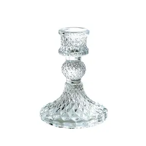 Derniers bougeoirs à pilier et cône en verre transparent Latedt Centres de table de mariage Bougeoir en verre