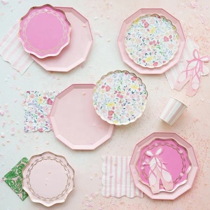 ชุดอุปกรณ์จัดงานเลี้ยงธีมเจ้าหญิงสีชมพู DAMAI จานกระดาษแบบใช้แล้วทิ้ง ชุดอุปกรณ์บนโต๊ะอาหารสำหรับงานเลี้ยงแบบกำหนดเอง จานและแก้วกระดาษ - Product Image 1
