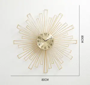 Reloj de pared moderno 3D, de metal, para decoración del hogar, con forma de sol, venta al por mayor