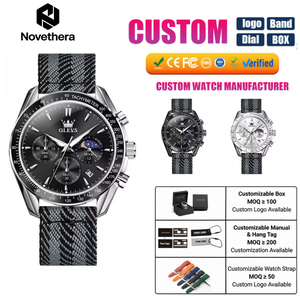 <span class=keywords><strong>Reloj</strong></span> de Pulsera de Cuarzo para Hombre OLEVS 3630, Esfera de 41.5 mm, Correa de Nailon, Resistente al Agua 30 m, Fase Lunar, Cronógrafo, Fecha, Analógico - Product Image 1