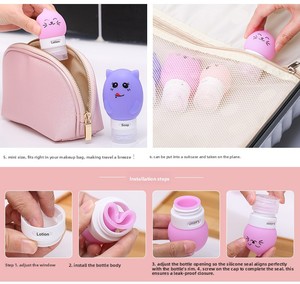 การ์ตูนน่ารักซิลิโคนกันรั่วซึมยาฆ่าเชื้อโลชั่นสำหรับมือ FDA 60 มลชุดขวดเก็บของสำหรับเดินทาง - Product Image 6