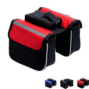 Bicycle Front <b>Frame</b> Bag 1.5L Portable Dual Compartment Soft Handle Interior <b>Black</b> Red Blue Casual Style - Product Image 5