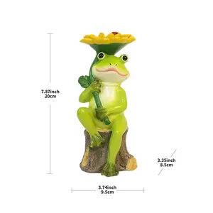 Rana in resina artigianale 2024 creativa tiene la scultura di girasole fatto a mano decorazione statuetta di rana per la decorazione del giardino interno esterno