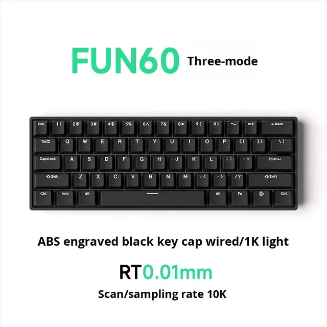 AKKO FUN60 Ultra E-Sports Aluminum CNC Case Magnetic Switch Three Mode ARGB 4000mAh Battery Hot-Swap OEM Keyboard Gaming