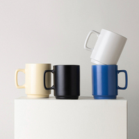 Tasse à thé en porcelaine empilable personnalisée de 14 oz, logo personnalisé imprimé, mug à café en céramique noire nordique pour cadeau de rentrée scolaire