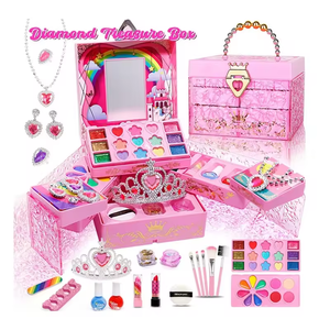 Pha Lê Mỹ phẩm trường hợp những điều đẹp cho cô gái có thể giặt Kid Make up Kit món quà sinh nhật Đồ chơi hộp trang điểm cho trẻ em - Product Image 1