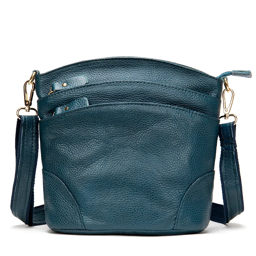 Westal 8363 Lychee pattern women shoulder bag girls casual cowhide leather messenger bag female trendy small crossbody purse