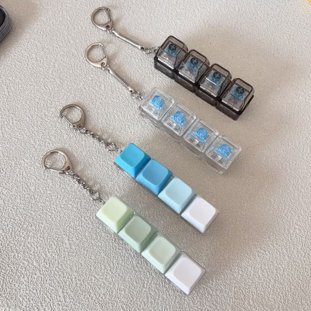 Hot Selling Custom Mechanical Keyboard Switch Keychain LED Light Click Fidget Toy Stress Relief Keychain