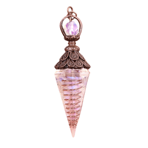 Vente en gros de pendule en résine de cuivre antique en cristal naturel pendule hexagone en résine pendentif chakra en cristal de cuivre - Product Image 6