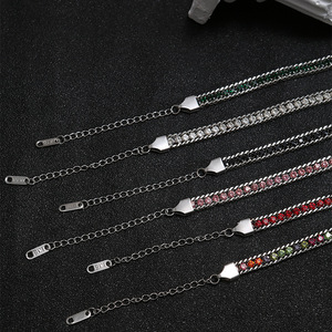 Pulsera de Acero Inoxidable con Tres Capas de Diamantes de Imitación para Mujer, Joyería Minimalista de Moda con Micro Pavé - Product Image 4