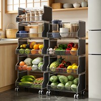 Chariot de cuisine rotatif à plusieurs niveaux et à usages multiples, panier à fruits et légumes, étagère, organisateur de rangement de cuisine
