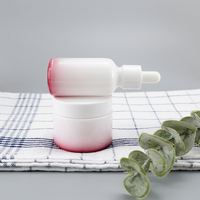 Ensemble d'emballage pour soins de la peau : Flacon compte-gouttes Boston 30ml 50g à fond rose dégradé et pot à crème à paroi droite assorti, pour essence et hydratant